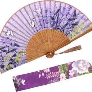 Small Folding Hand Fan - Chinese Japanese Vintage Bamboo Silk Fans - for Dance,